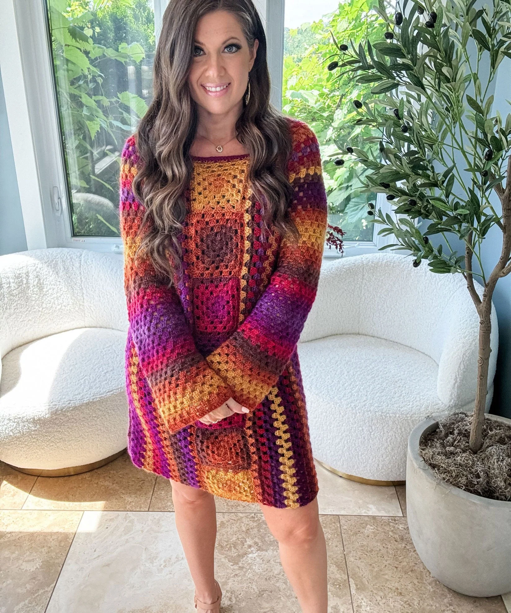 Retro Granny Knee Length Dress - Image 4