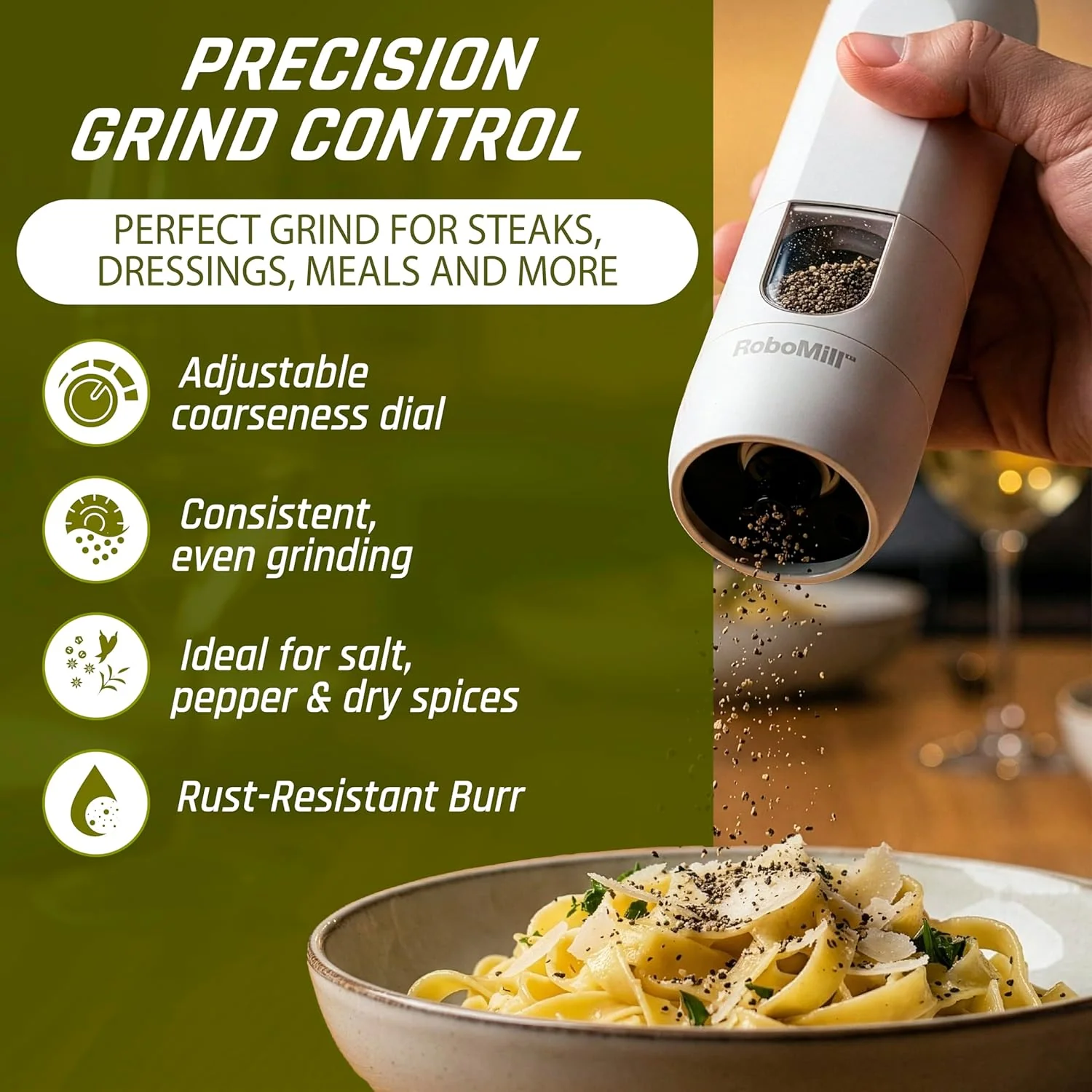 RoboMill Gravity Stainless Steel Salt & Pepper Grinder Set - Image 3