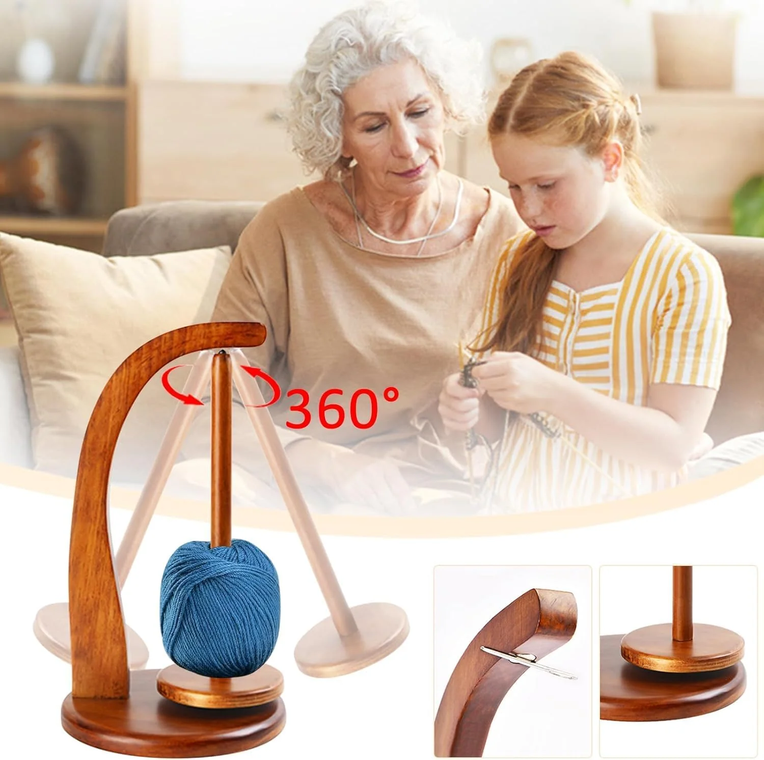 Sheesham Wood Magnetic Yarn Holder - Image 5