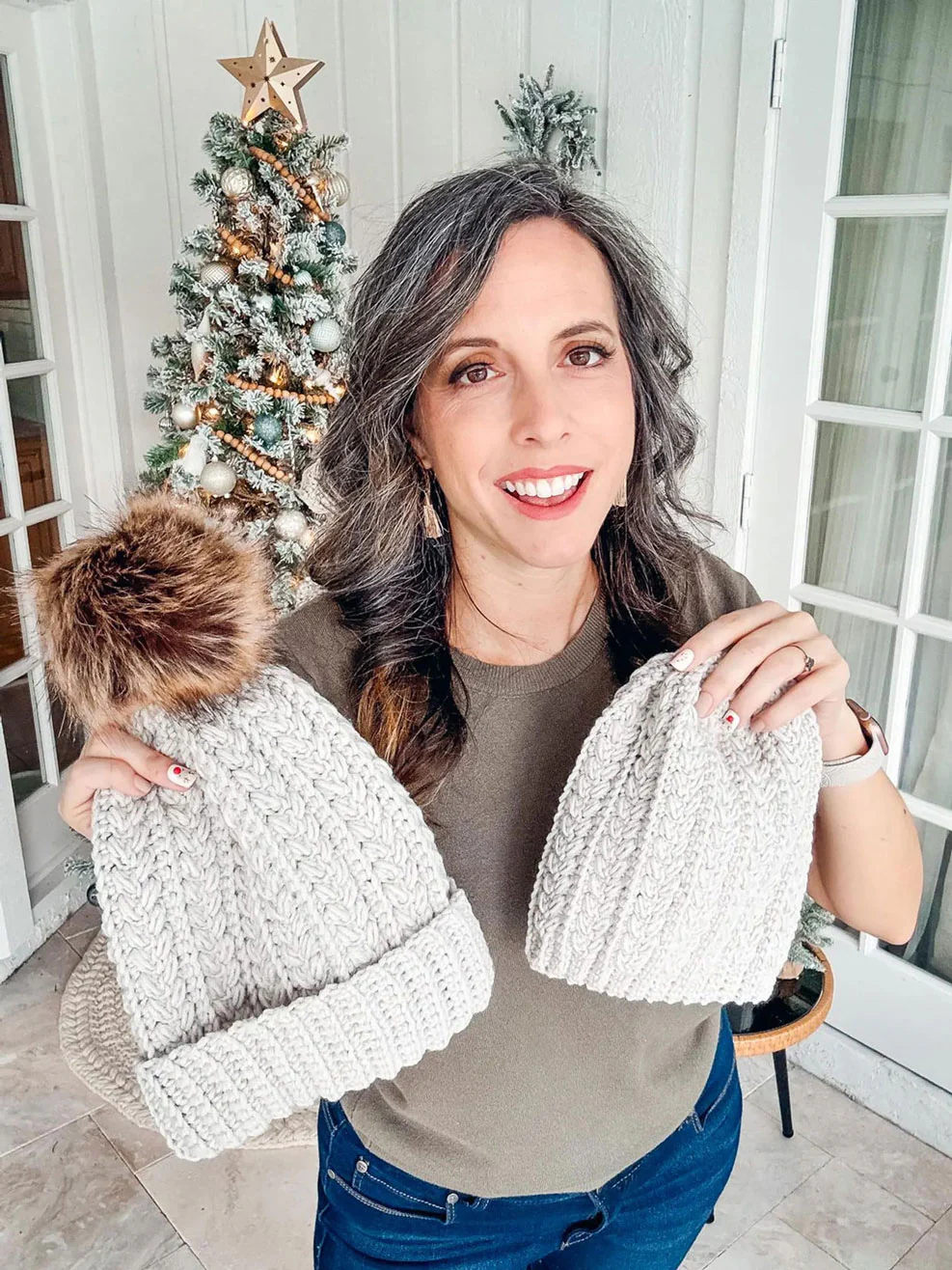 Snowy Wheat Puff Beanie - Image 3