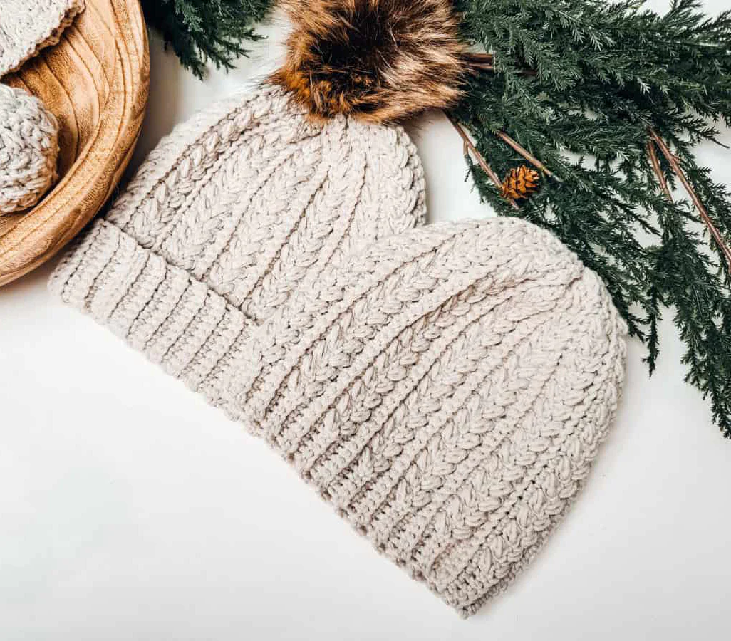 Snowy Wheat Puff Beanie - Image 4