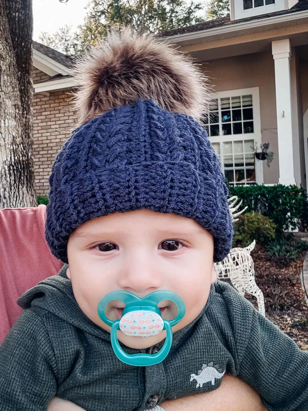 Snowy Wheat Puff Beanie - Image 5