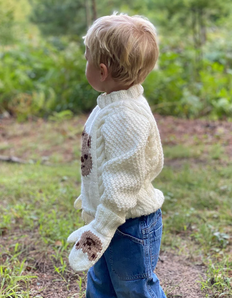Child's Teddy Bear Pullover & Mitts - Image 3